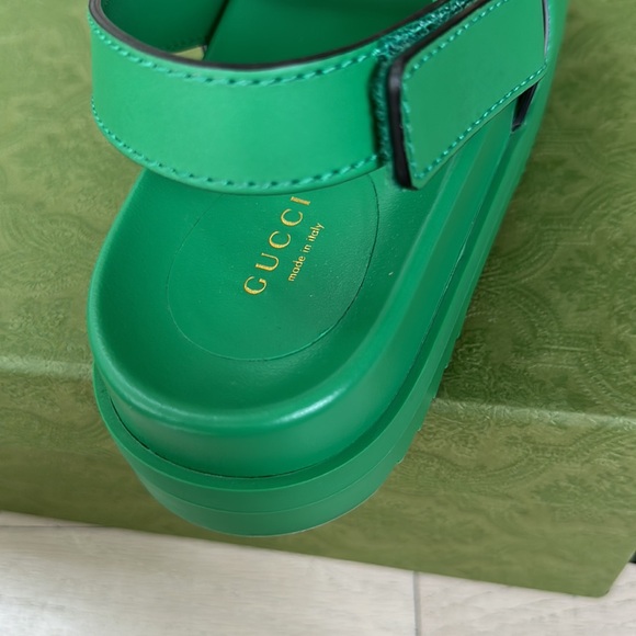 Gucci Leather Cut Out Sandal Green Cosmos 36 - Picture 4 of 4